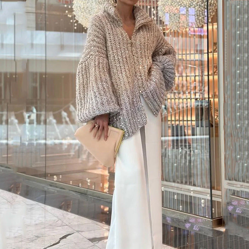 Manteau Tricot Séquiné Western Chic