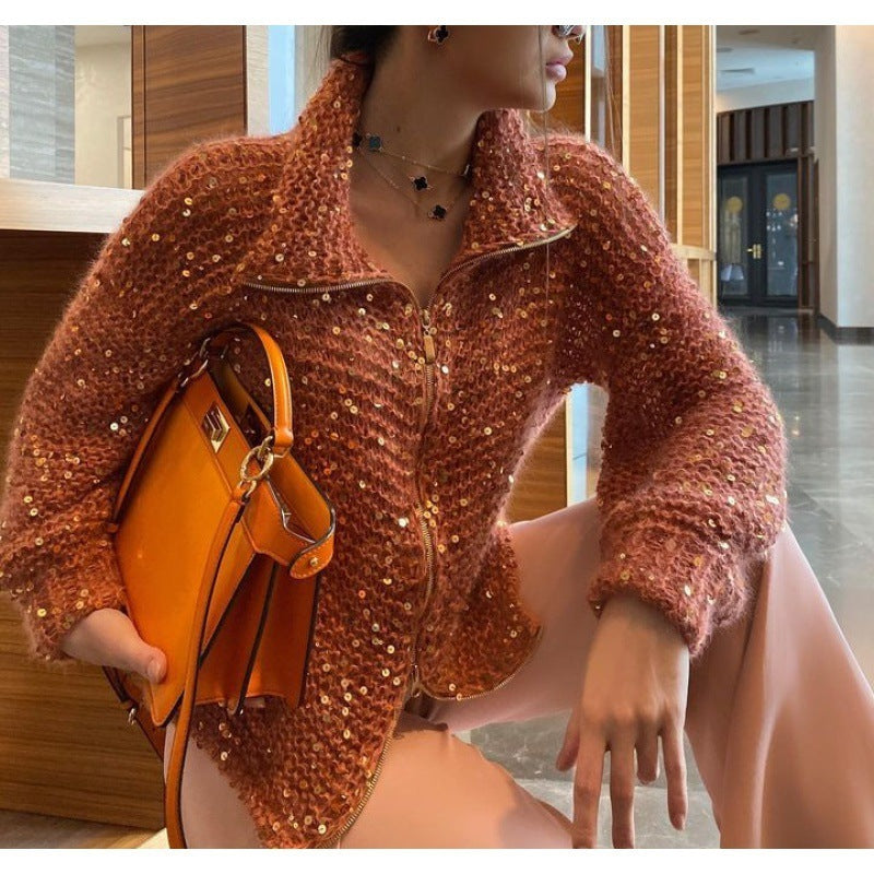 Manteau Tricot Séquiné Western Chic