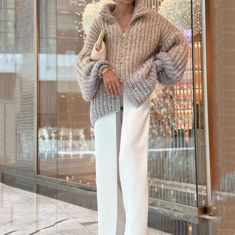 Manteau Tricot Séquiné Western Chic